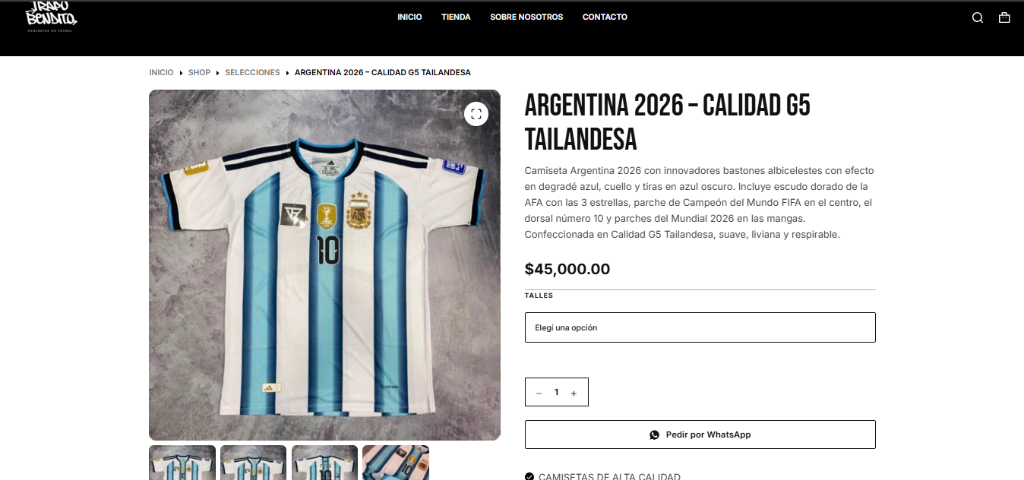 Trapo Bendito Camiseta Argentina Detalle de Producto